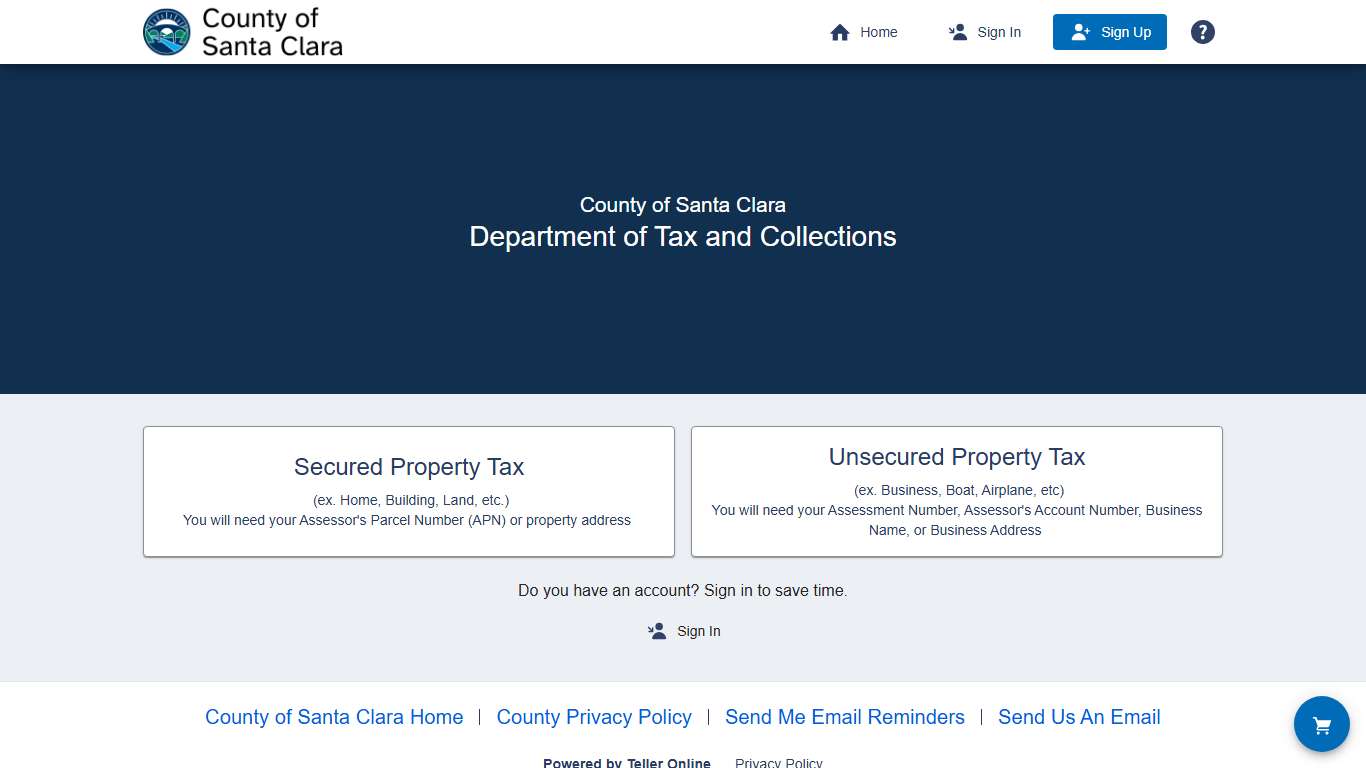 County of Santa Clara Department of Tax and Collections